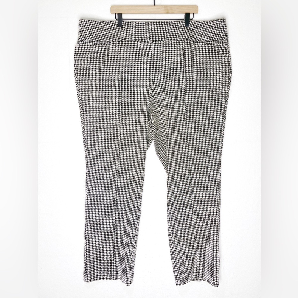 Lane Bryant Ponte Pull-On Straight Leg Pant Black White Houndstooth Mid Rise 28 - Picture 3 of 9